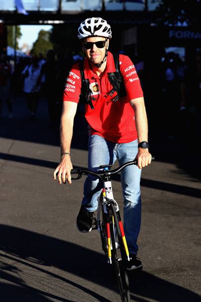 L&#39;arrivo di Sebastian Vettel. Getty